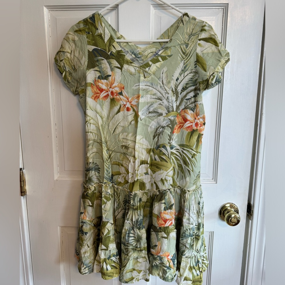 ANNA OCEAN Hawaiian resort wear VINTAGE tropical print mini dress size M.